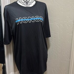 Port and‎ Company Black Tee with Blue Accent